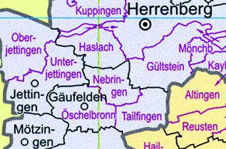 Gemarkungsübersichtskarte Baden-Württemberg 1:350 000