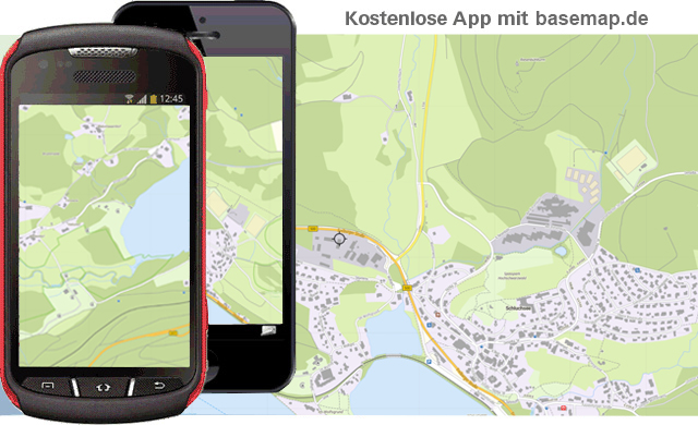 Illustration Smartphone und iPhone mit Maps4BW