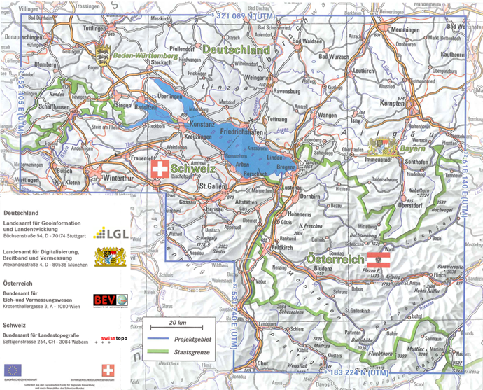 Gebietsabgrenzung des Bodensee-Geodatenpools