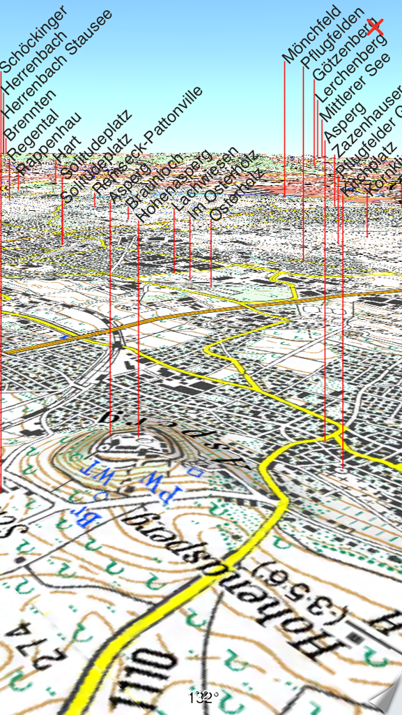 Moving Map (=Karte in Laufrichtung) in 3D - Panorama-Ansicht